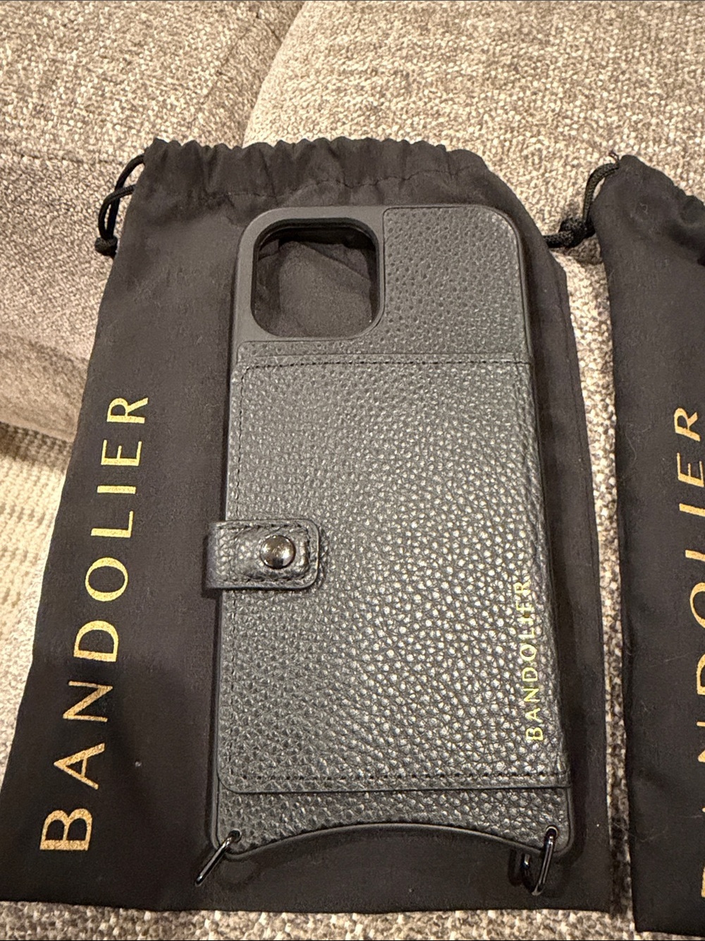 Bandolier Mila MagSafe Black Pebbled Leather Crossbody with Expanded Zip Pouch - Picture 2 of 8